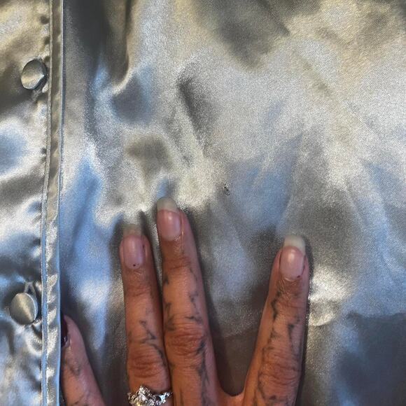 Grey satin button up blouse - Picture 3 of 4